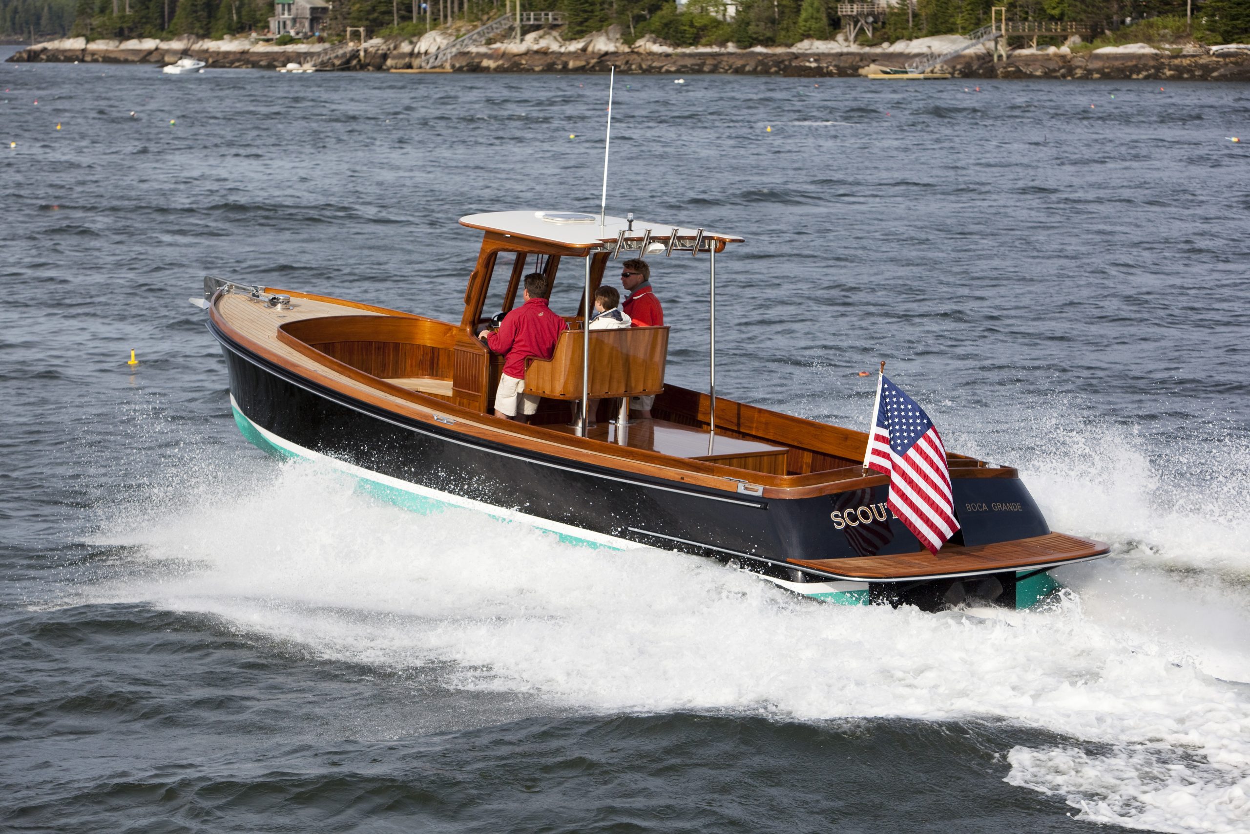 Lyman Morse PIERCE 31 JET RUMRUNNER - SCOUT running in the St. Georges River ME