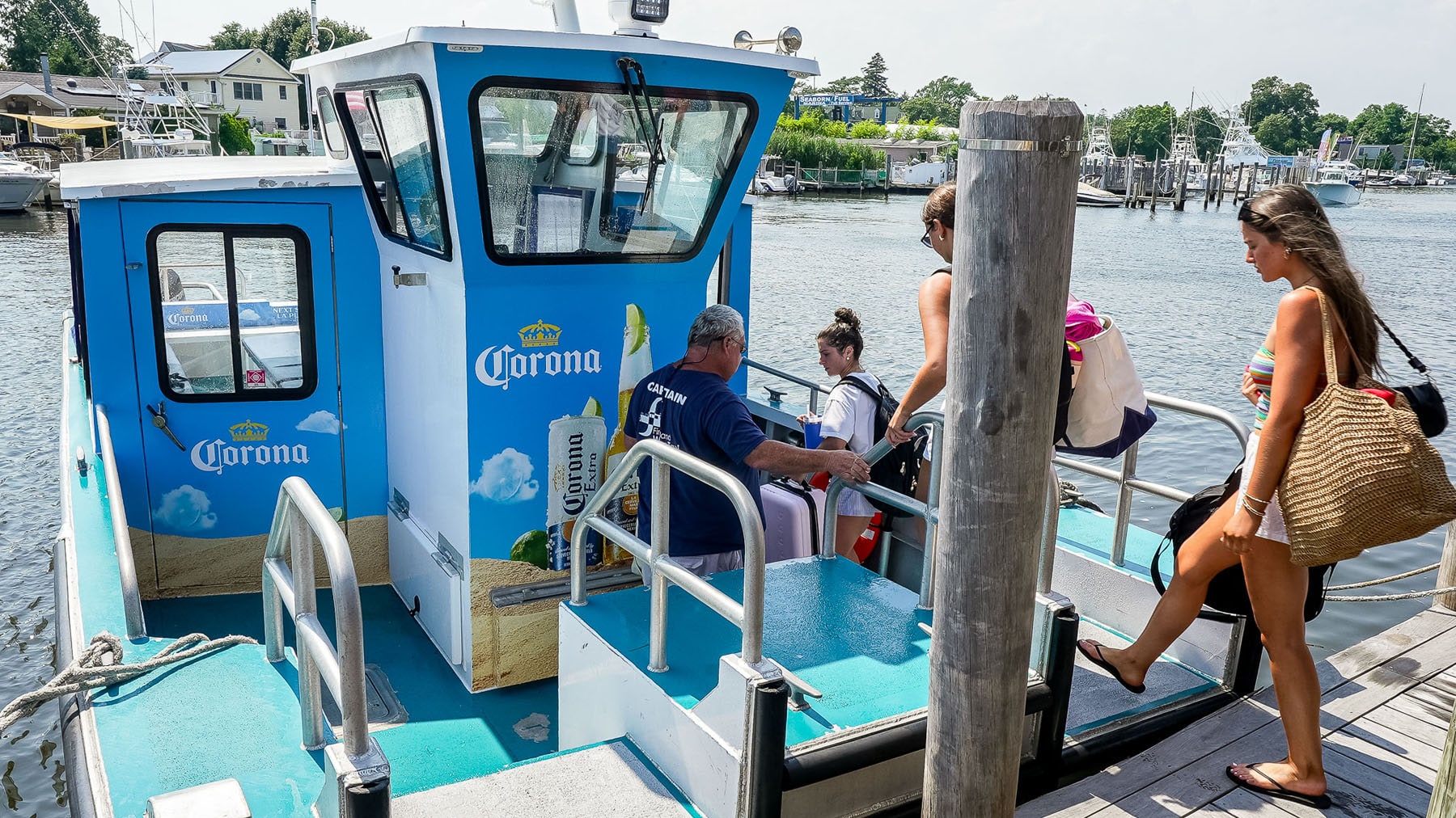 People boarding water taxi